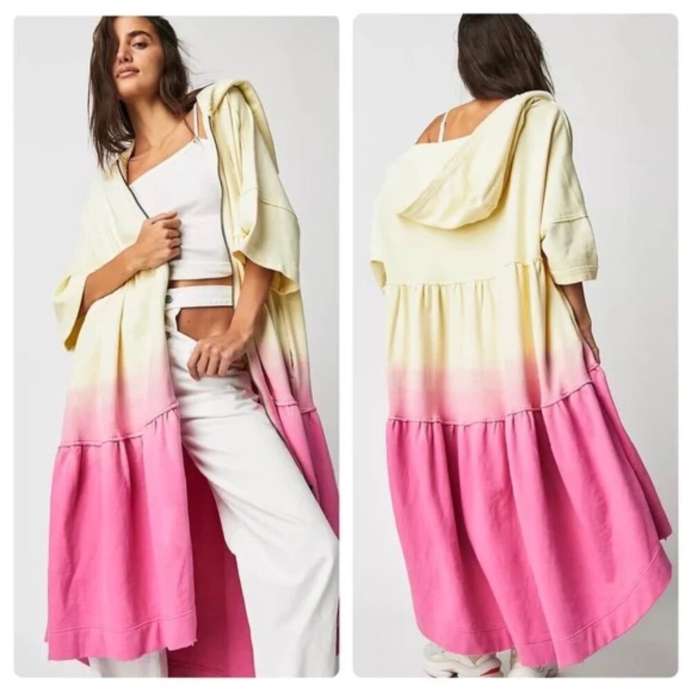 NEW FREE PEOPLE MOLLY CARDI HOODIE SWEATSHIRT MAXI JACKET S L
